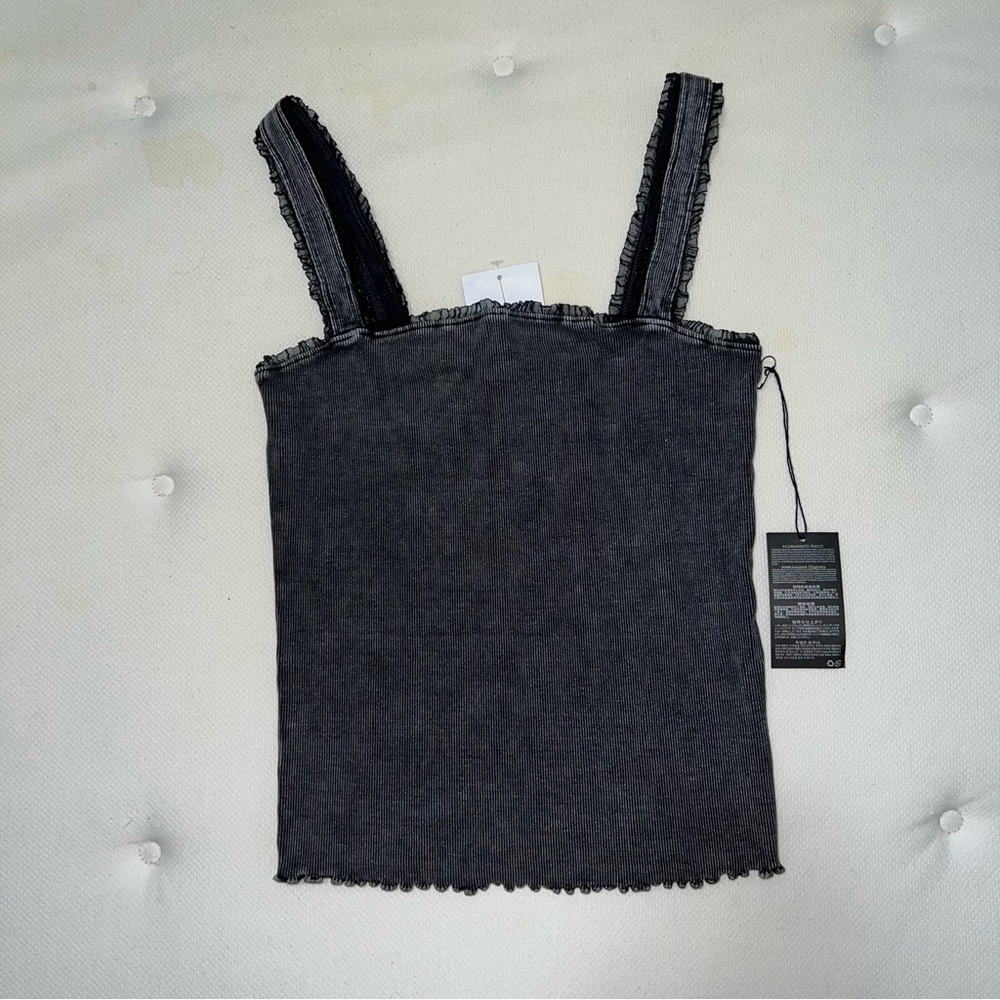 LAST CHANCE F21 tank top NWT grey black lace ribbed